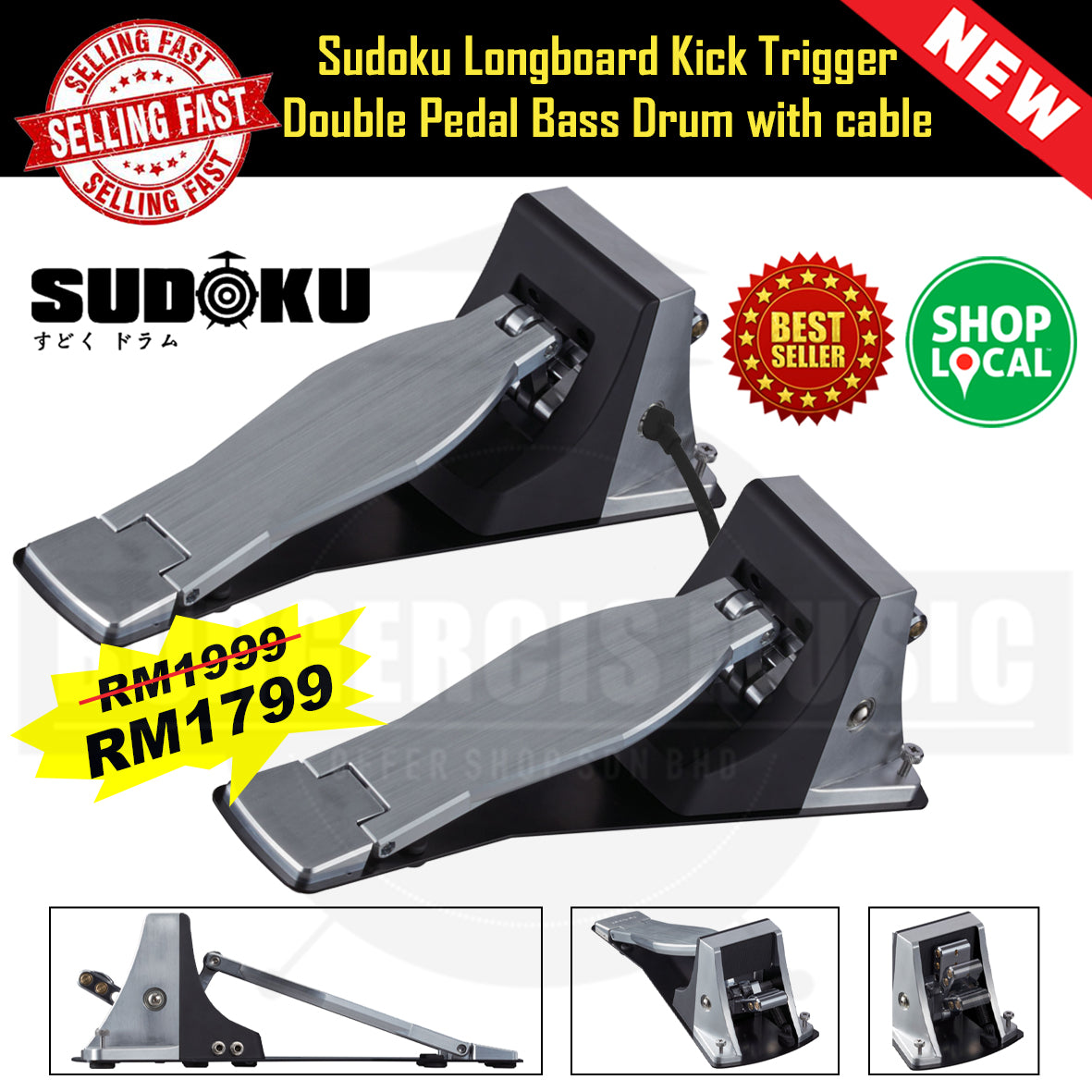 Sudoku longboard Kick Trigger Pedal electronic electric digital bass drum