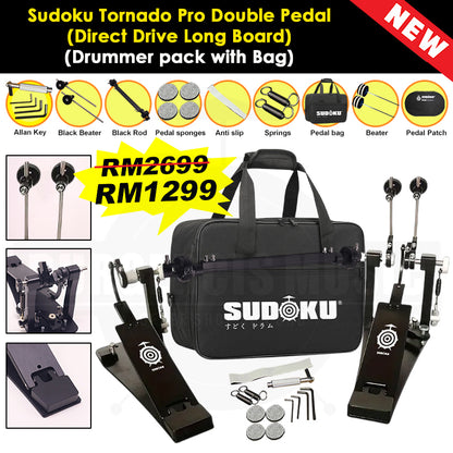 Sudoku Tornado Double Pedal Twin Pedal Drum pedal (Direct Drive LongBoard) for Electronic Drum & Acoustic Drum