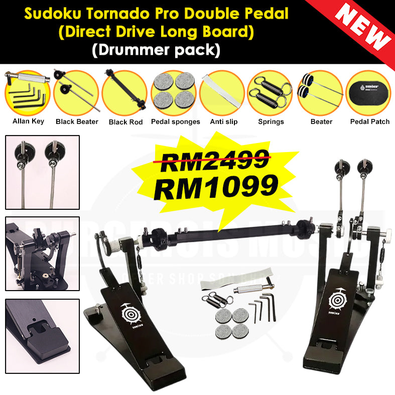 Sudoku Tornado Double Pedal Twin Pedal Drum pedal (Direct Drive LongBoard) for Electronic Drum & Acoustic Drum