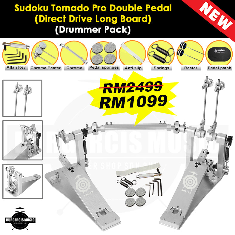 Sudoku Tornado Double Pedal Twin Pedal Drum pedal (Direct Drive LongBoard) for Electronic Drum & Acoustic Drum