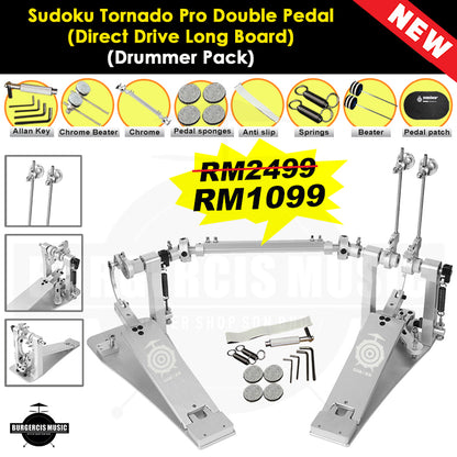 Sudoku Tornado Double Pedal Twin Pedal Drum pedal (Direct Drive LongBoard) for Electronic Drum & Acoustic Drum