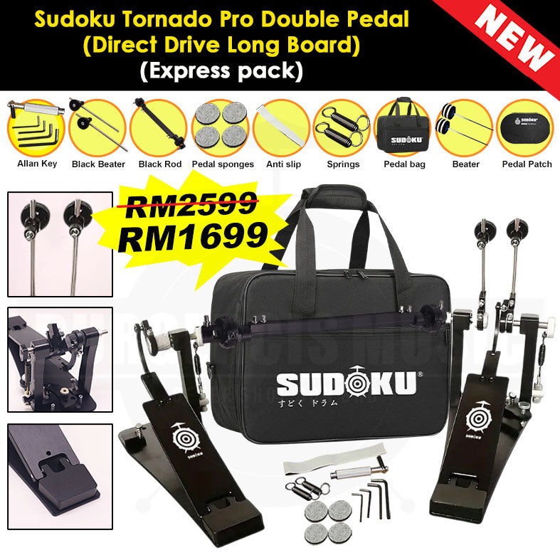 Sudoku Tornado Double Pedal Twin Pedal Drum pedal (Direct Drive LongBoard) for Electronic Drum & Acoustic Drum