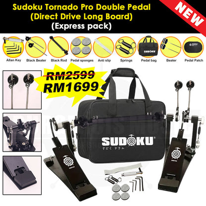 Sudoku Tornado Double Pedal Twin Pedal Drum pedal (Direct Drive LongBoard) for Electronic Drum & Acoustic Drum