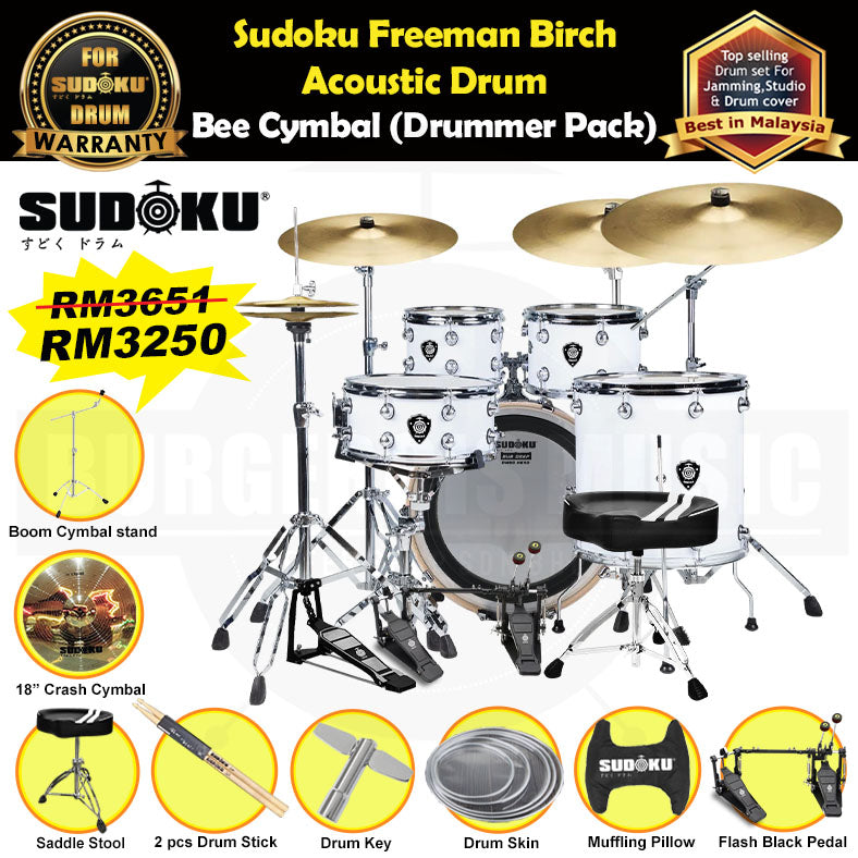 (Bee) Sudoku Freeman Birch Acoustic Drum Set Adult Drum (professional Quality 100% birch wood)