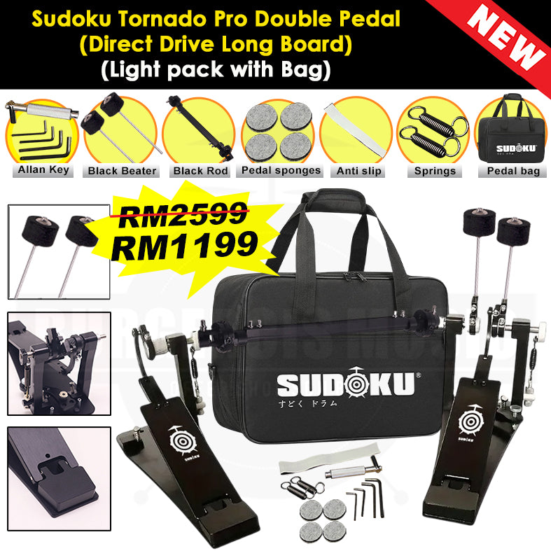 Sudoku Tornado Double Pedal Twin Pedal Drum pedal (Direct Drive LongBoard) for Electronic Drum & Acoustic Drum