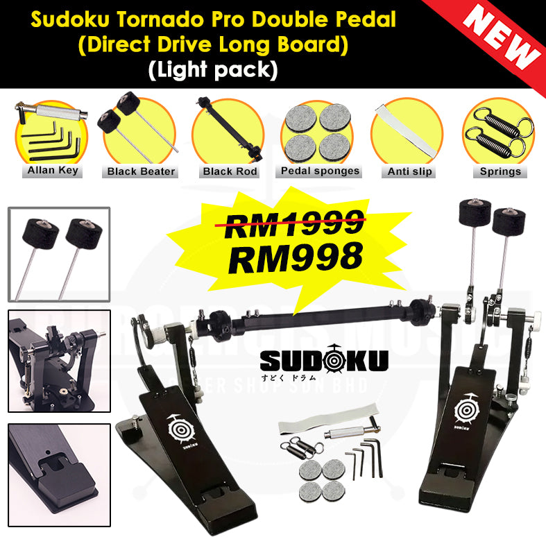 Sudoku Tornado Double Pedal Twin Pedal Drum pedal (Direct Drive LongBoard) for Electronic Drum & Acoustic Drum