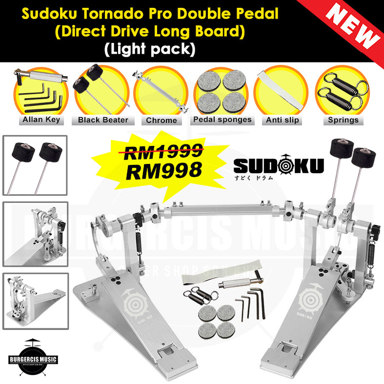 Sudoku Tornado Double Pedal Twin Pedal Drum pedal (Direct Drive LongBoard) for Electronic Drum & Acoustic Drum