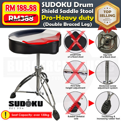 Sudoku Saddle Drum Stool Drum throne Drum Chair thick Cushion Heavy Duty double braced leg