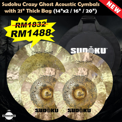 Sudoku Crazy Ghost Acoustic cymbal Set + 21" Thick Bag