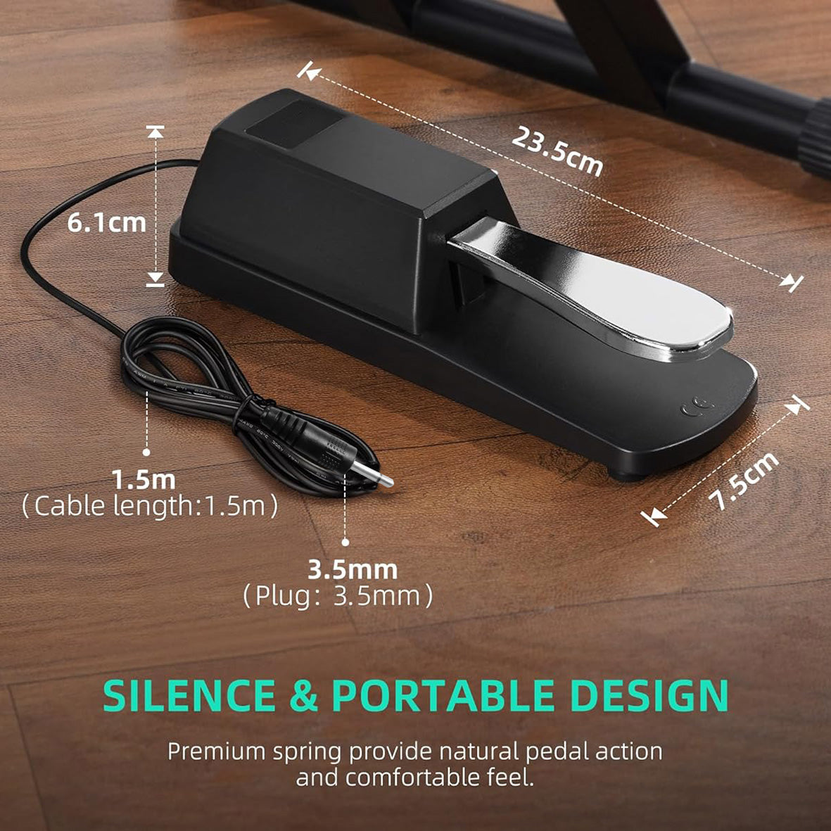 Universal Sustain Pedal for Digital Piano Electronic Keyboard midi keyboards Sustain Foot Pedal with Polarity Switch & stereo jack