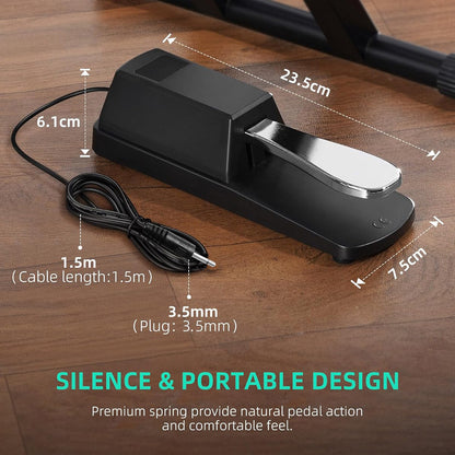 Universal Sustain Pedal for Digital Piano Electronic Keyboard midi keyboards Sustain Foot Pedal with Polarity Switch & stereo jack