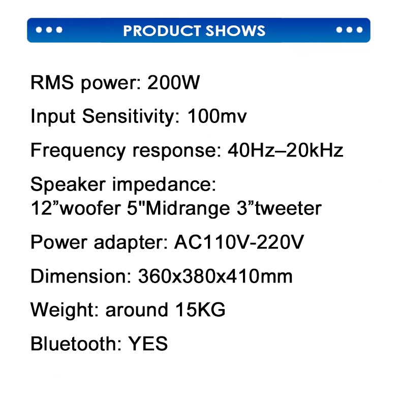 Sudoku DA200 200w Drum Amp amplifier (electronic drum, guitar, bass, keyboard) 3-way design speaker