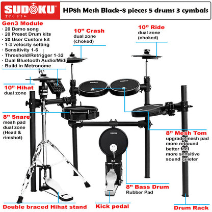 Sudoku Home Practice Gen3 Mesh Black Electronic drum