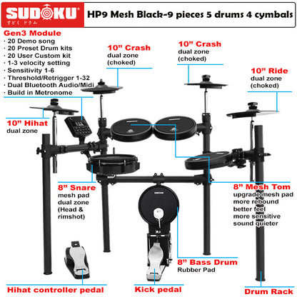 Sudoku Home Practice Gen3 Mesh Black Electronic drum