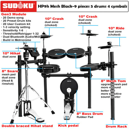 Sudoku Home Practice Gen3 Mesh Black Electronic drum