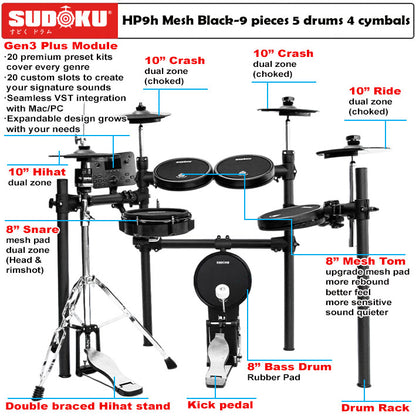 Sudoku Home Practice Gen3 Mesh Black Electronic drum