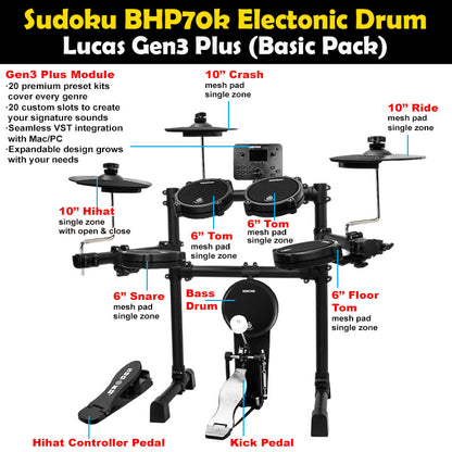 Sudoku BHP70 Electronic Drum (full mesh & Bluetooth)
