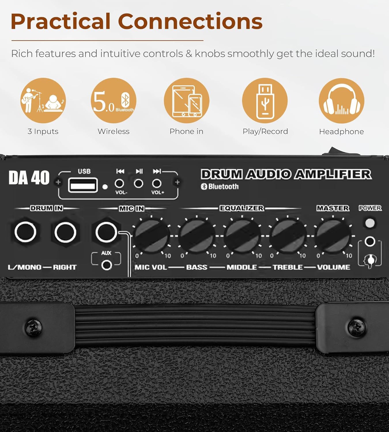 Sudoku DA40 40w Drum Amplifier Personal Monitor Amp with Bluetooth (drum, keyboard, bass, guitar)