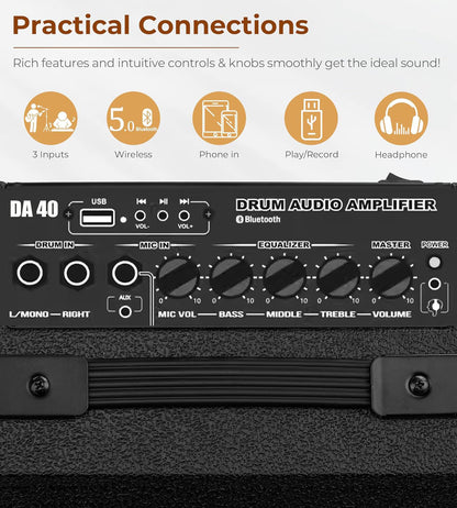 Sudoku DA40 40w Drum Amplifier Personal Monitor Amp with Bluetooth (drum, keyboard, bass, guitar)