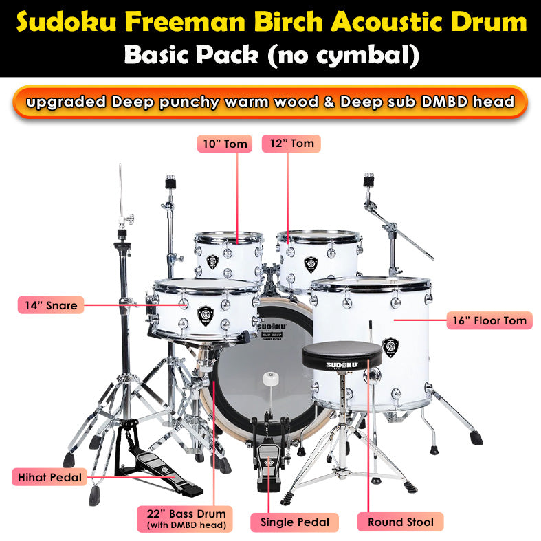 (Bee) Sudoku Freeman Birch Acoustic Drum Set Adult Drum (professional Quality 100% birch wood)