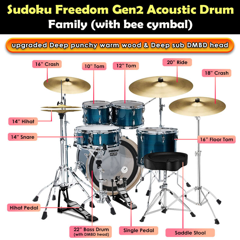 (Bee) Sudoku Freedom Drum Gen2 Acoustic Drum
