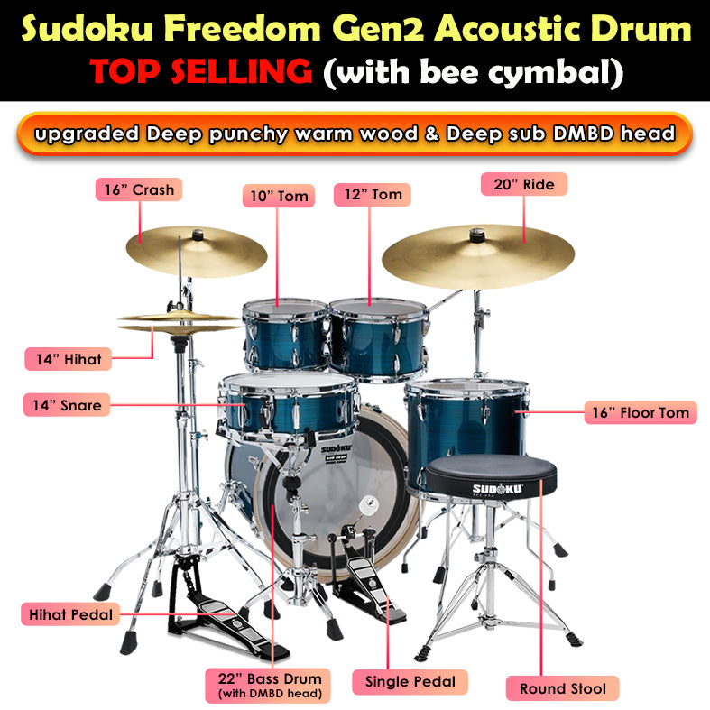 Sudoku Acoustic Drum Freedom Drum Gen2