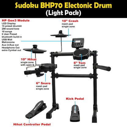 Sudoku BHP70 Electronic Drum (full mesh & Bluetooth)