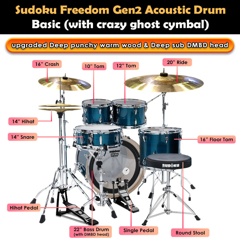(Crazy Ghost) Sudoku Freedom drum Gen2 Acoustic Drum