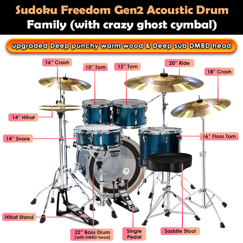 (Crazy Ghost) Sudoku Freedom drum Gen2 Acoustic Drum