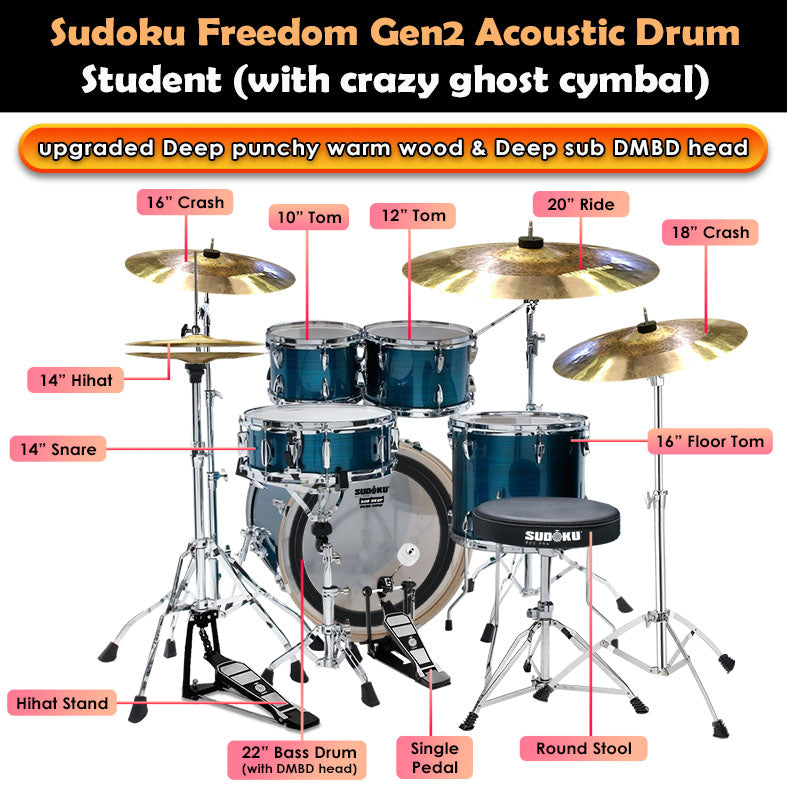 (Crazy Ghost) Sudoku Freedom drum Gen2 Acoustic Drum